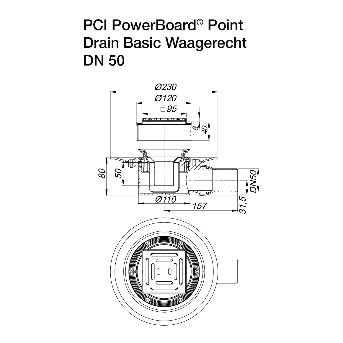 Drenos de pavimento PCI PowerBoard Point Drain Basic