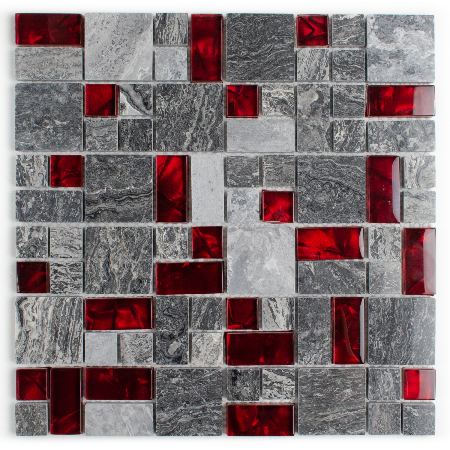 Mosaico de vidro vermelho Mosaico de pedra natural Abigal