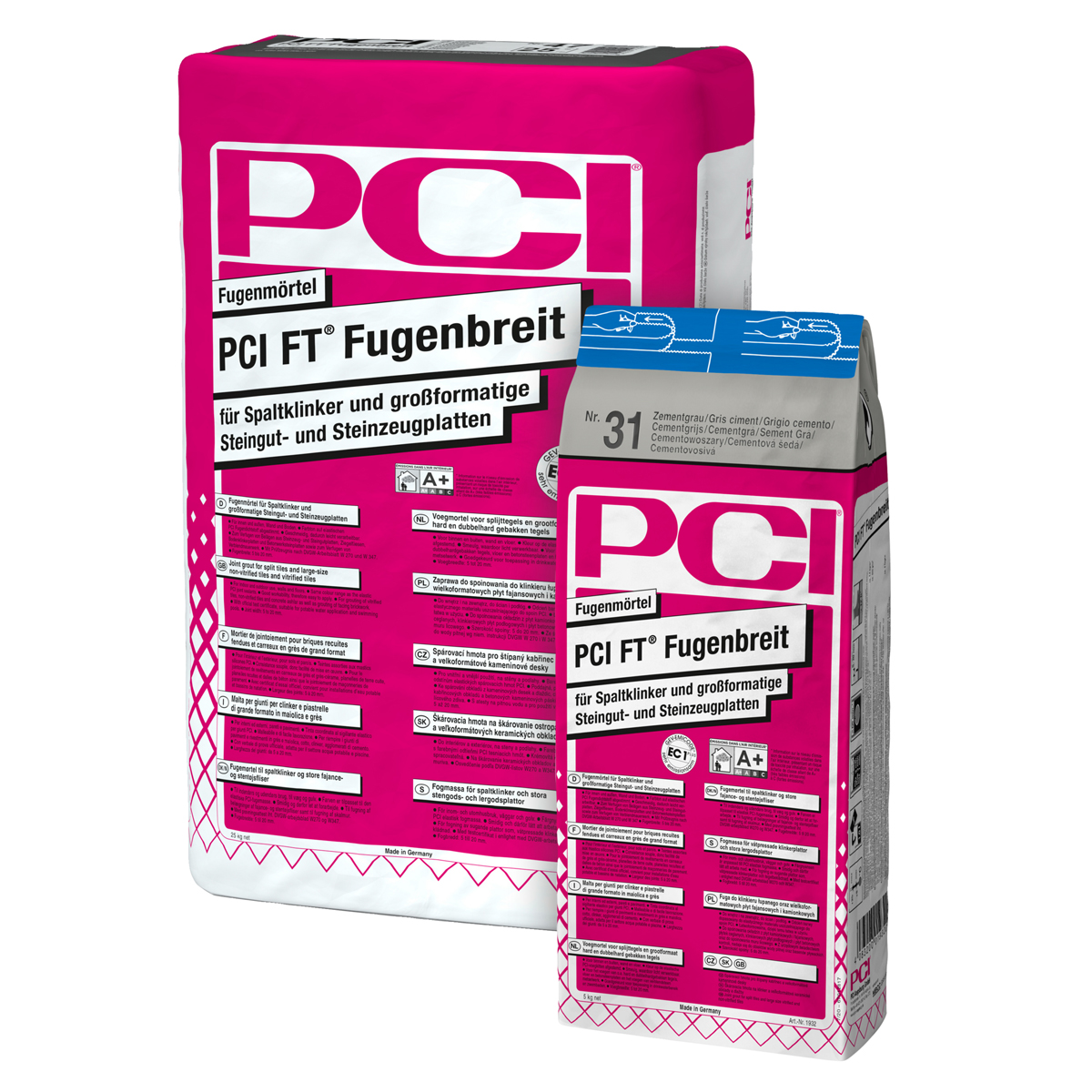 Argamassa de cimento para azulejos de faiança e grés de grande formato PCI FT Fugenbreit