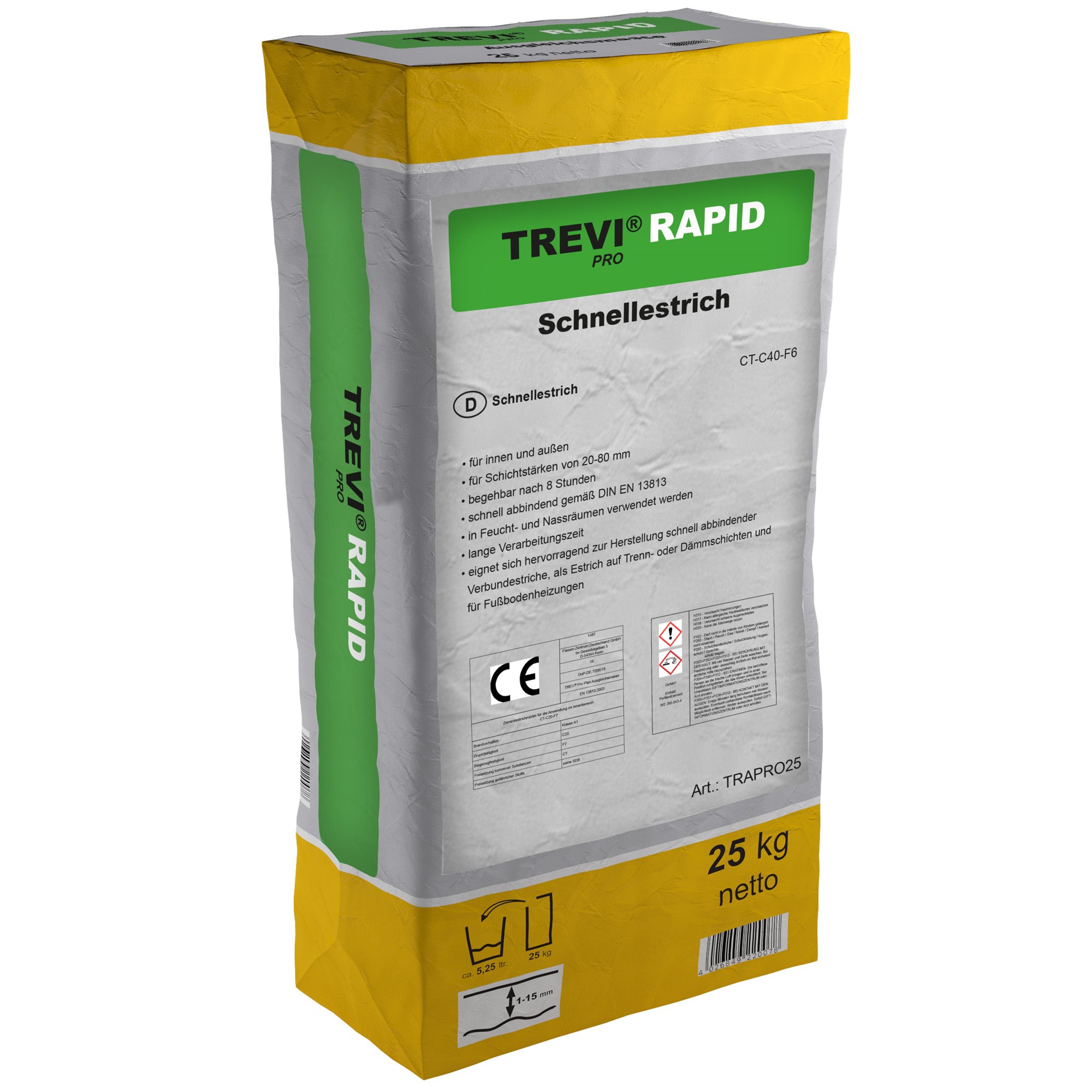 Ausgleichsmasse Schnellabbindender Zementestrich Bodenausgleichsmasse TREVI PRO RAPID-BEN10041