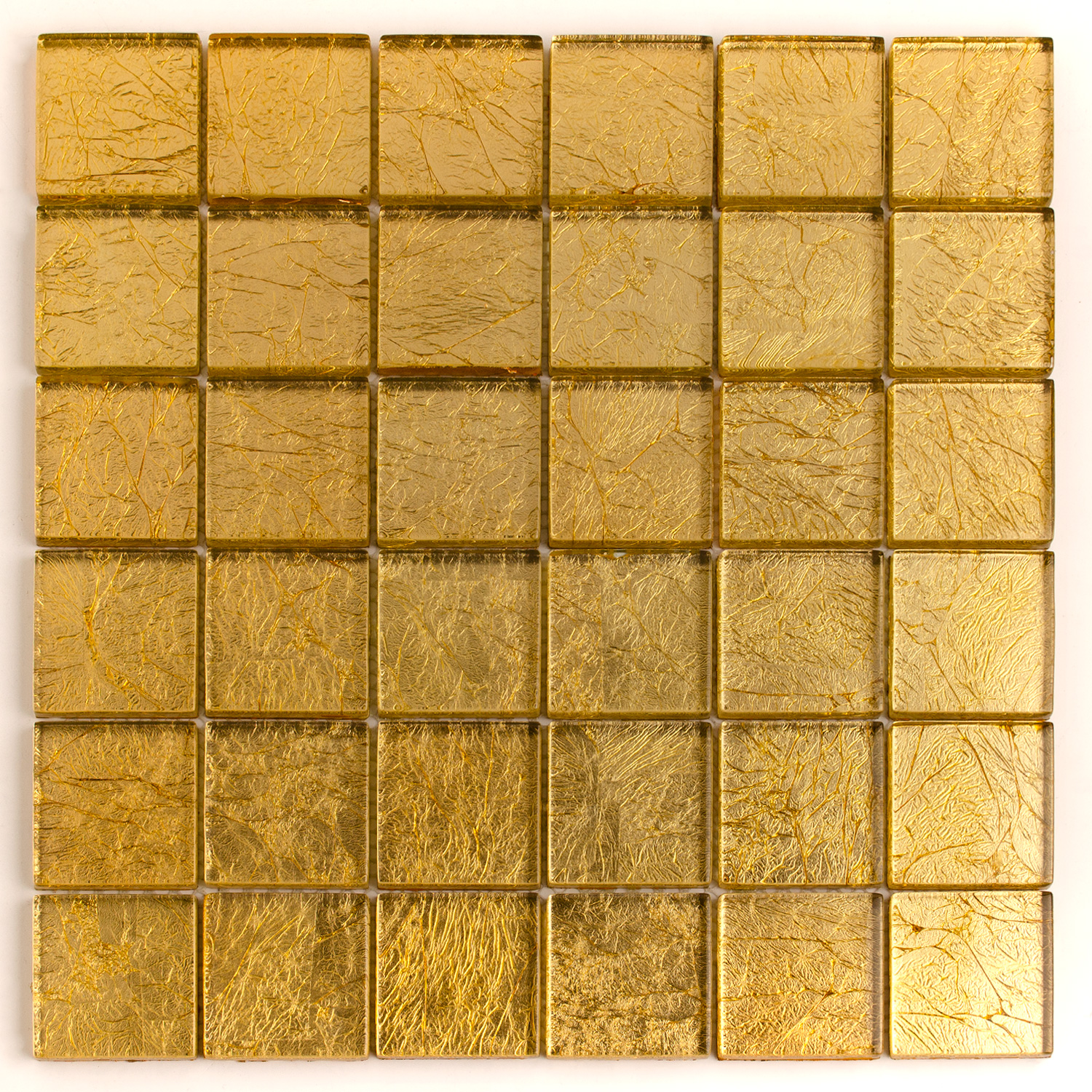 Mosaico de vidro Metal dourado Ótica Aaliyah 48x48mm  