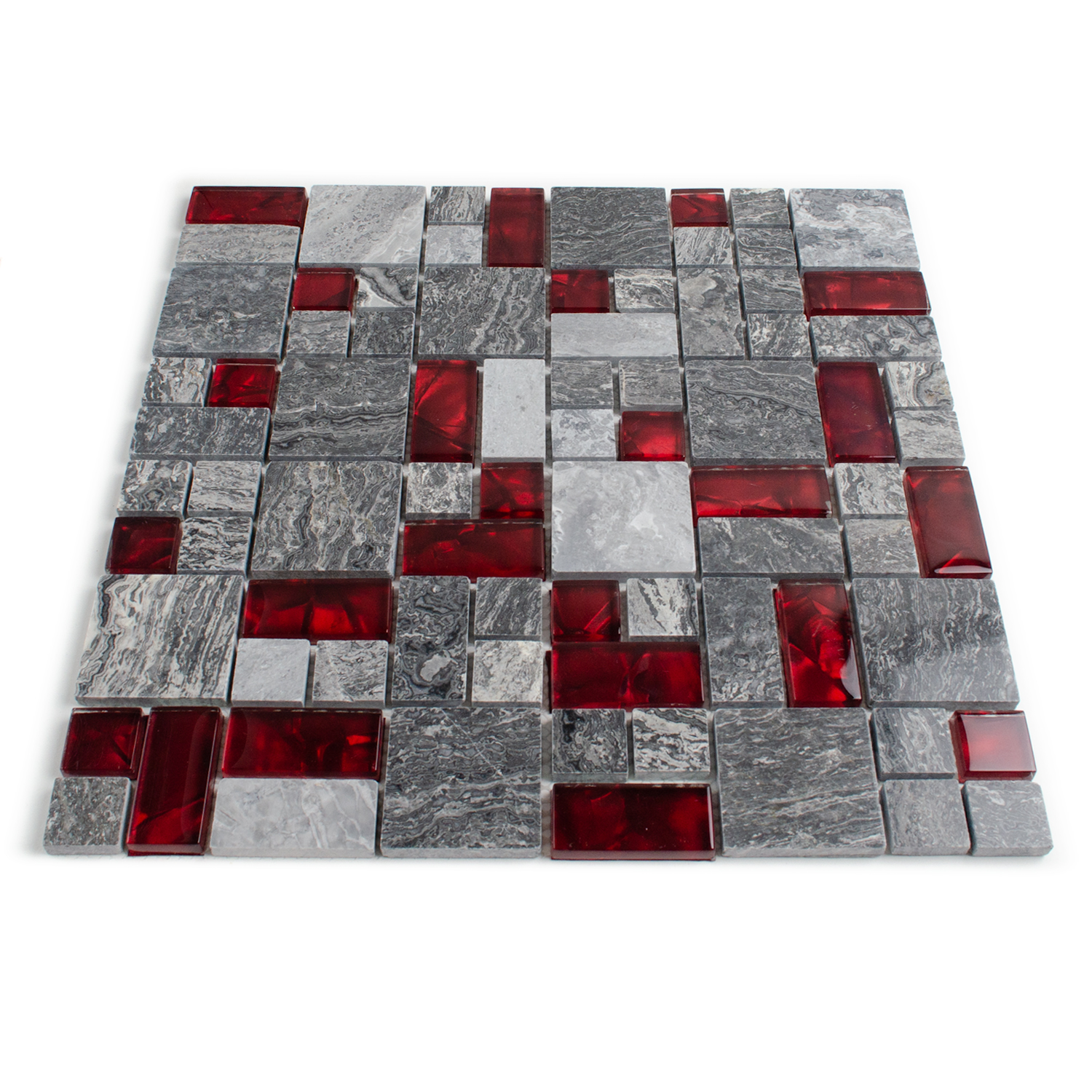 Mosaico de vidro vermelho Mosaico de pedra natural Abigal