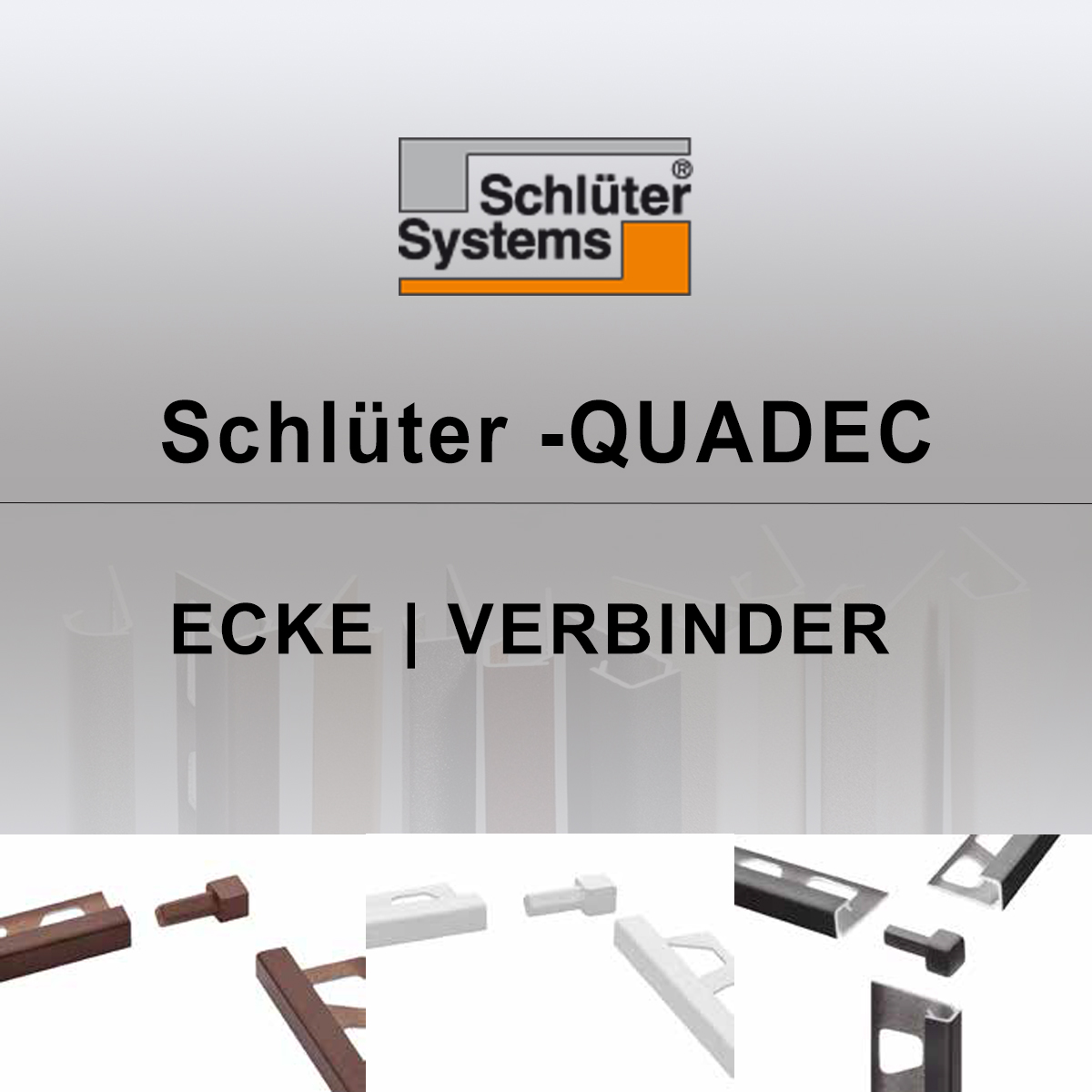 Canto exterior e canto interior 4,5 mm para calhas de ladrilho Conector Perfil de ladrilho Schlüter Rail Quadec