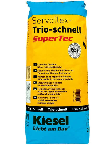 Fliesenkleber für Wandfliesen und Bodenfliesen von Kiesel Servoflex-Trio-schnell SuperTec 20Kg-BEN10026.1