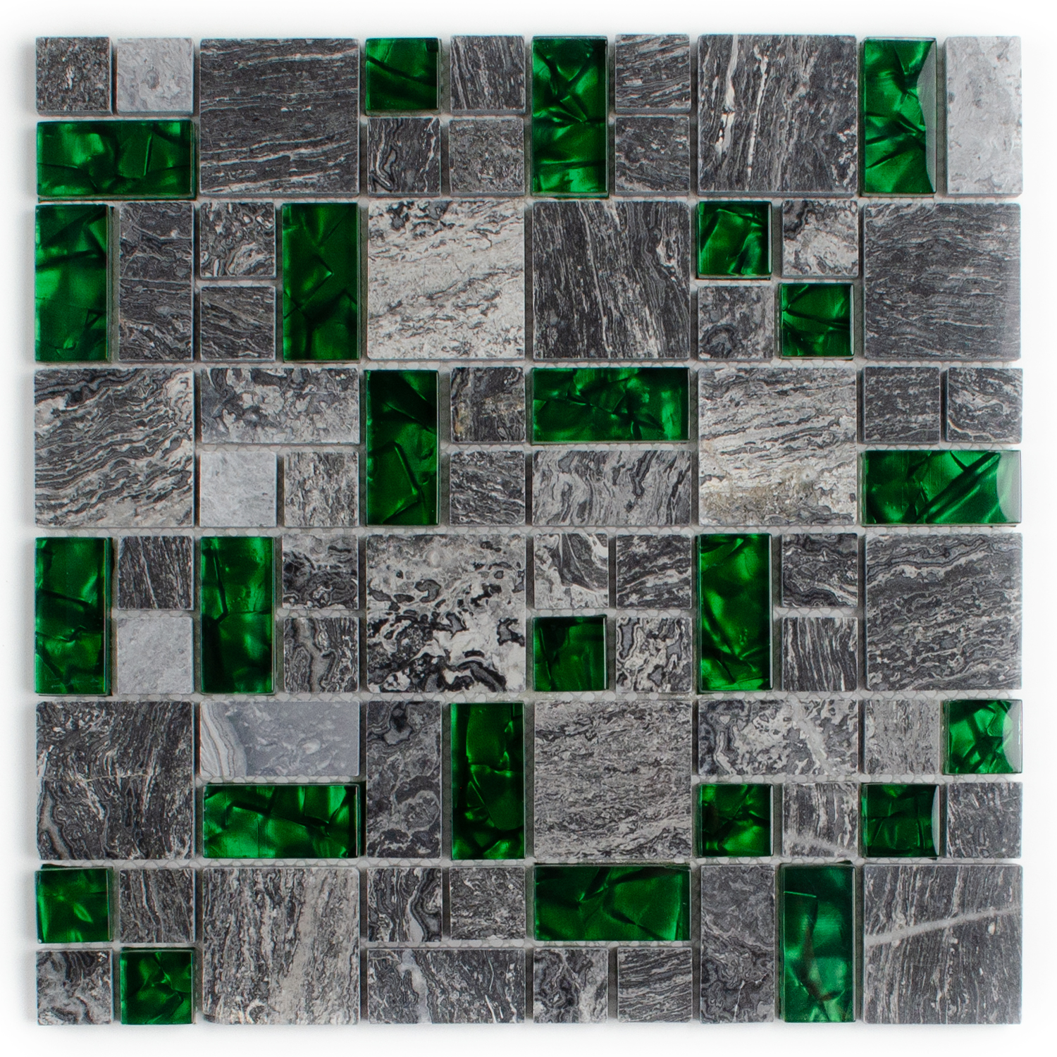 Mosaico de vidro Verde Mosaico de pedra natural Abigal