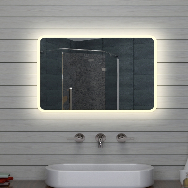 Design LED Espelho de casa de banho Espelho de parede Espelho de luz 70x50cm