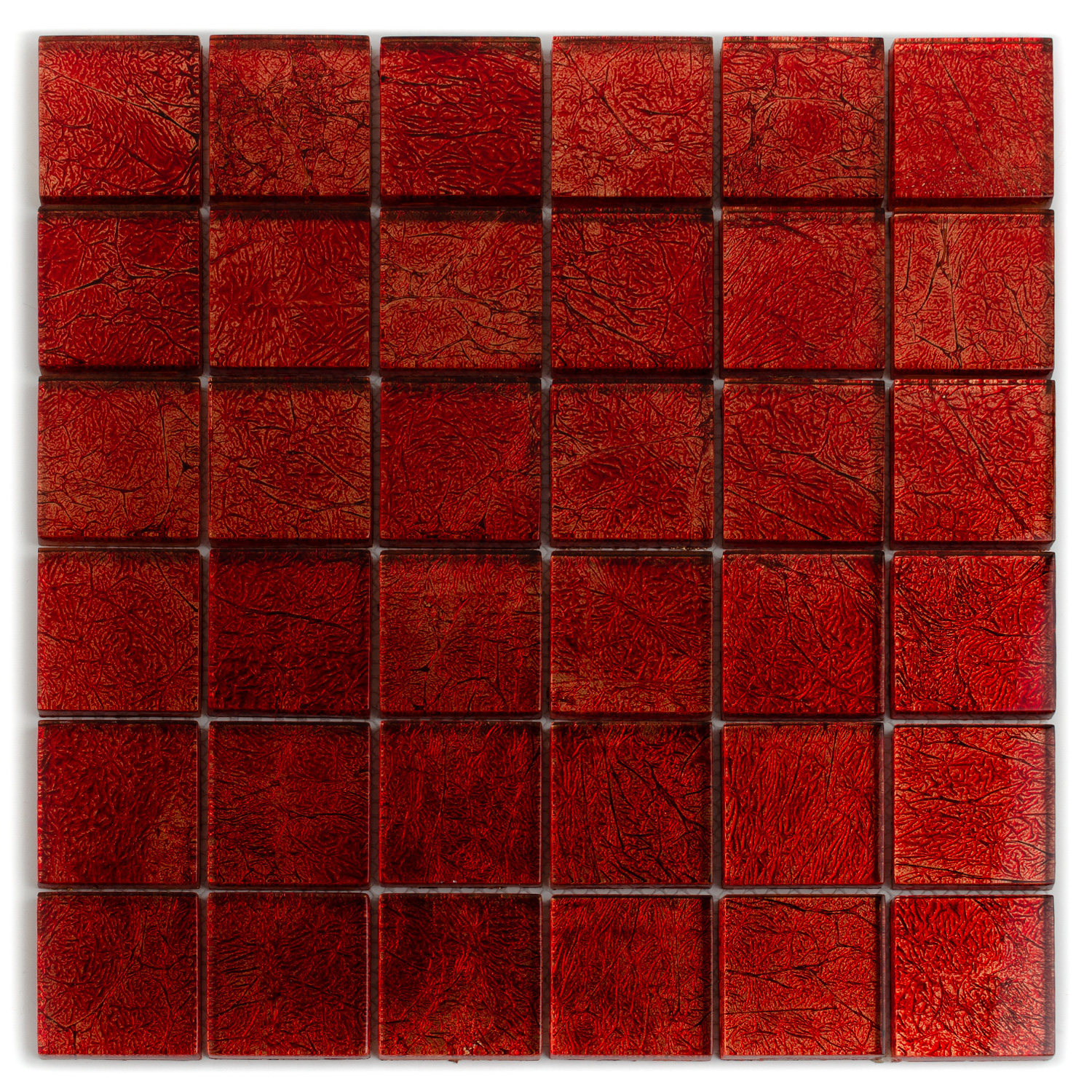 Glasmosaik Rot Metalloptik Aaliyah 48x48mm 1 Paket